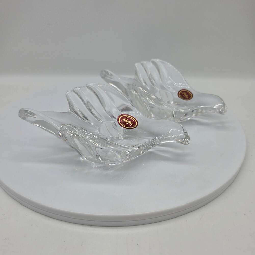 VTG Gorham Full Lead Crystal Swallow Birds Candle Holders Set of 2 Germany